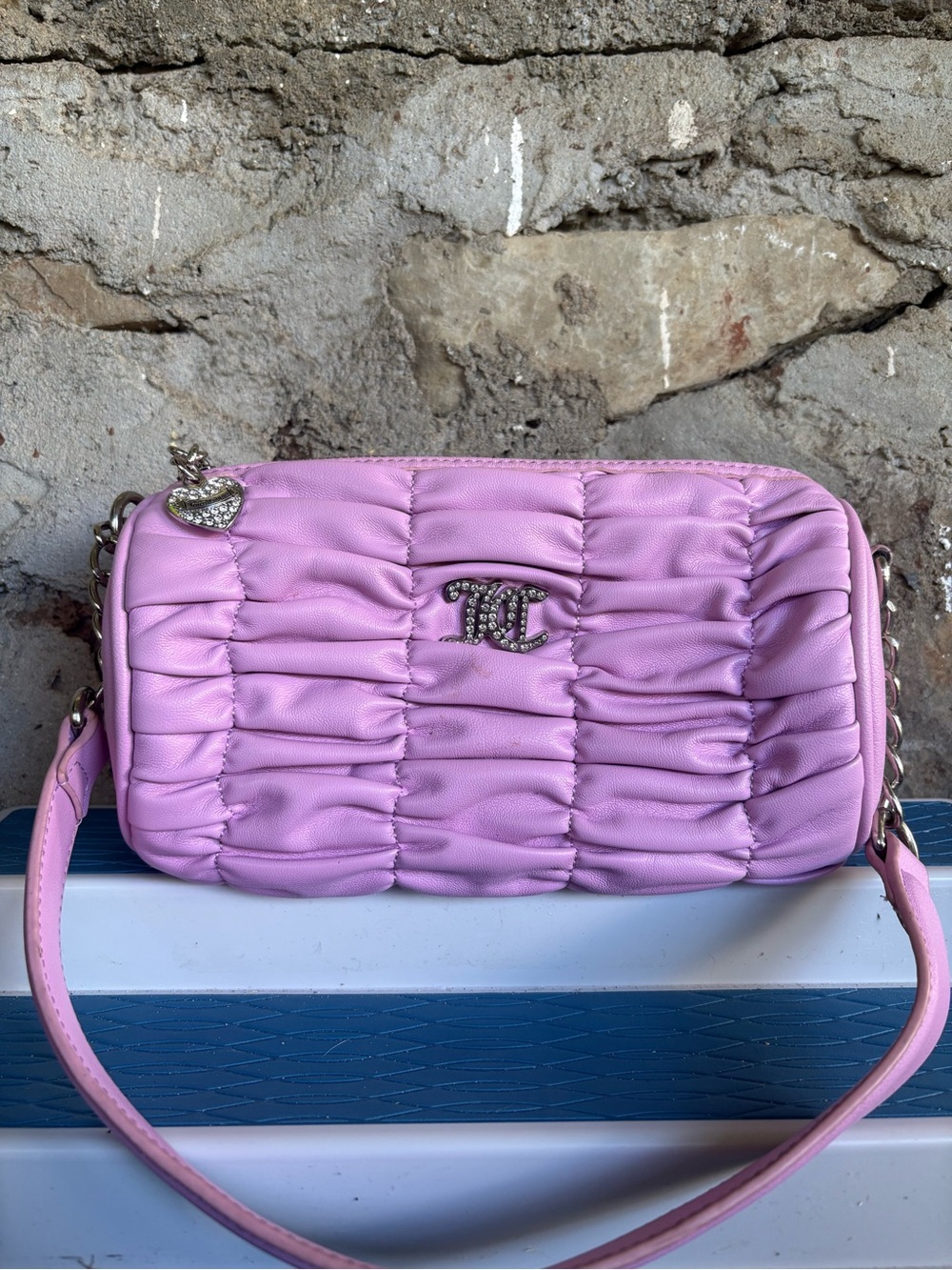 Juicy Couture Lilac Quilted Shoulder Bag with Crystal Logo Charm
